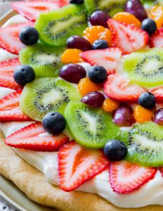 Classic colorful fruit pizza